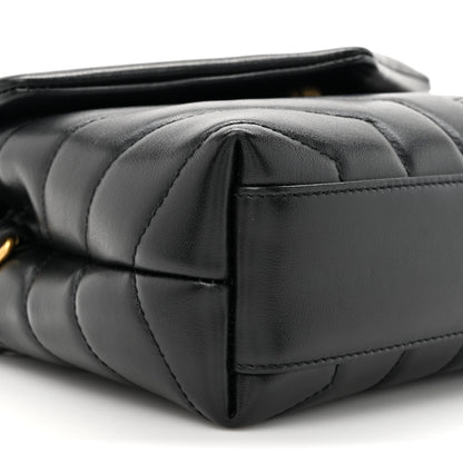 Saint Laurent Calfskin Y Quilted Monogram Toy Loulou Crossbody Bag Black 10 of 11