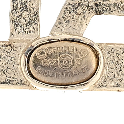 Chanel Crystal Logo Hoop Earrings Gold 4 of 4