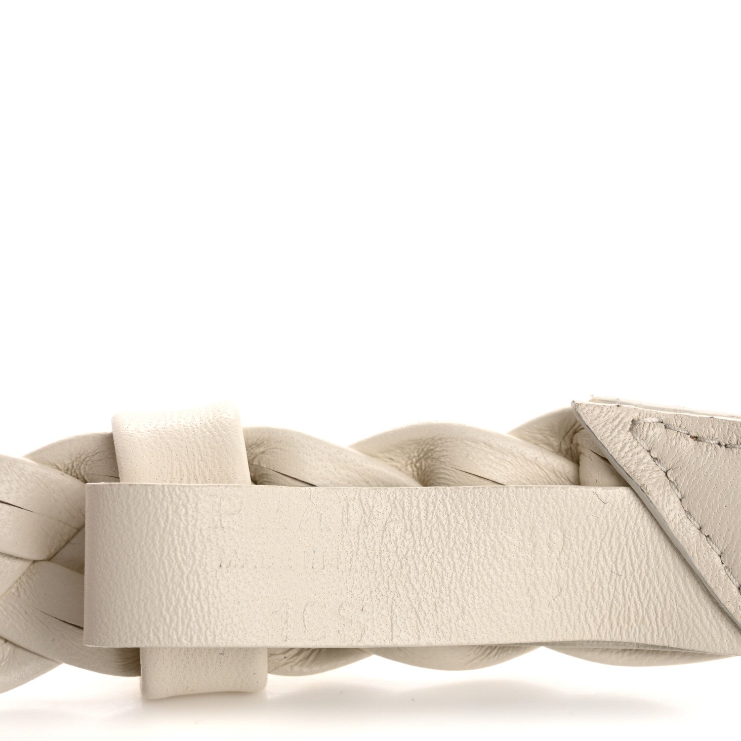 Prada Nappa Braided Triangle Logo Belt 80 32 White 3 of 6