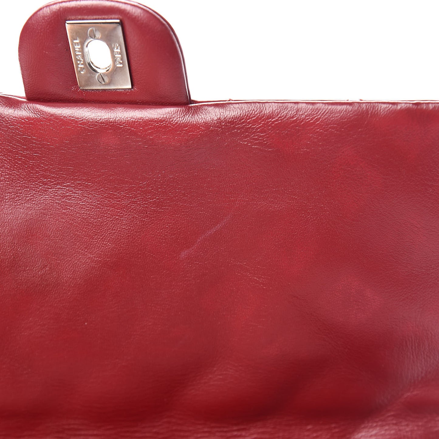 Patent Quilted Clutch With Chain Flap Red