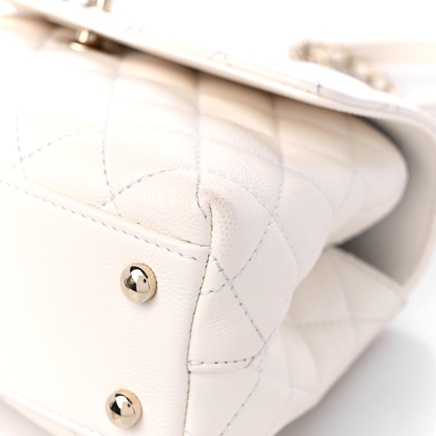 Chanel Caviar Quilted Mini Coco Handle Flap White 8 of 10