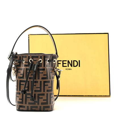 Fendi Vitello Liberty F is Fendi Bi-Color FF 1974 Embossed Mini Mon Tresor Bucket Bag Maya Black 12 of 12