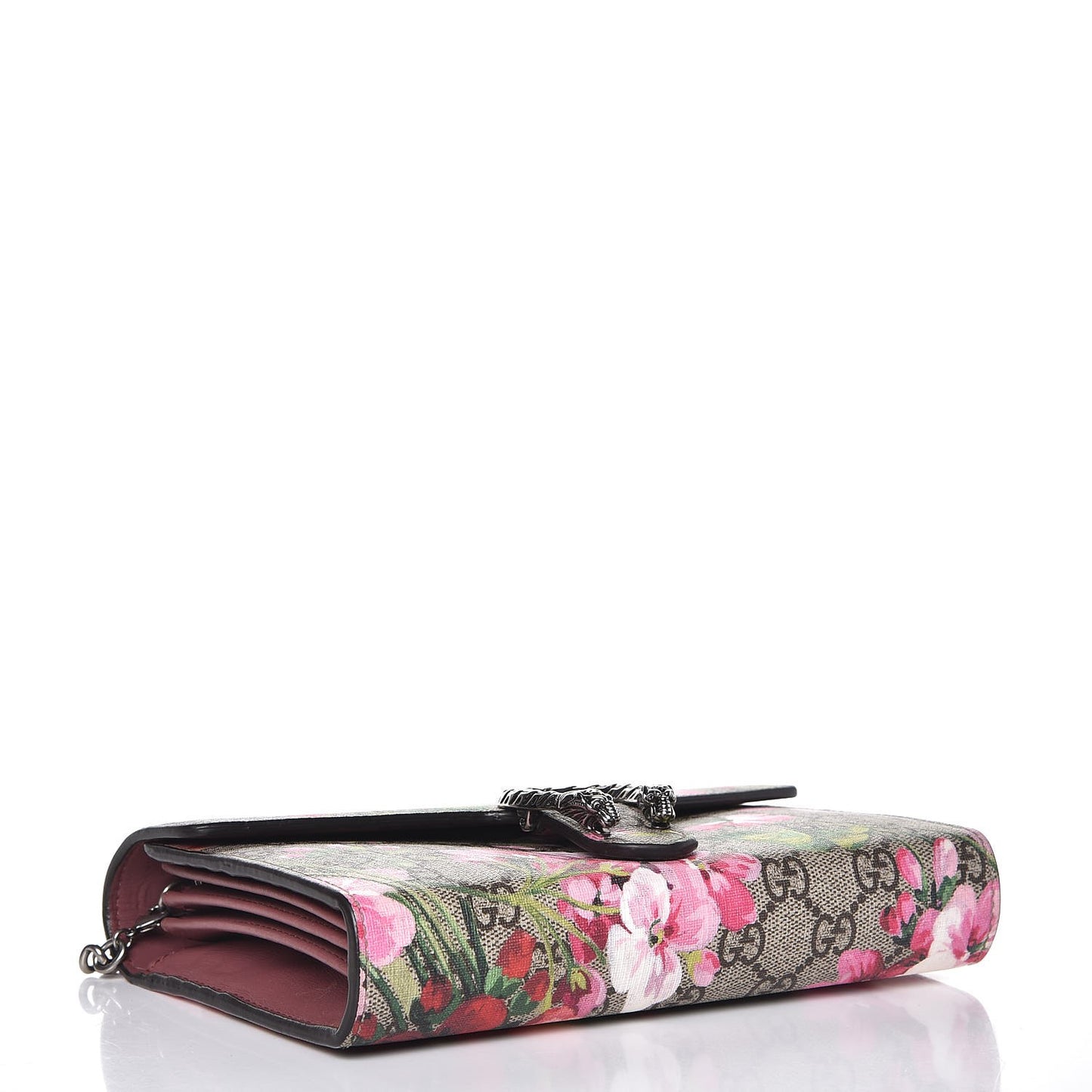 GG Supreme Monogram Blooms Mini Dionysus Chain Wallet Beige Multicolor Dry Rose