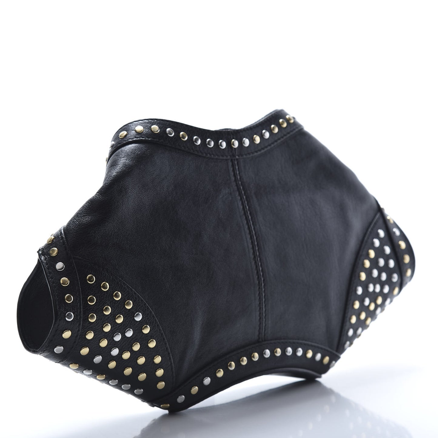 Calfskin Studded De Manta Clutch Black