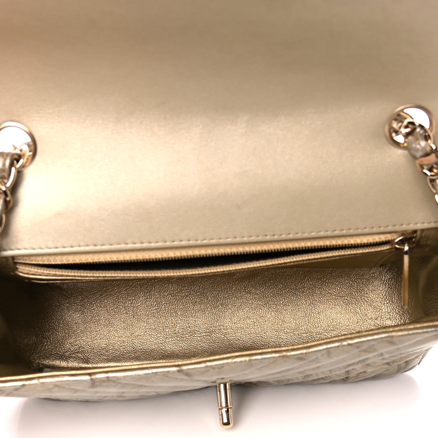 Chanel Patent Metallic Crumpled Calfskin Chevron Quilted Mini Rectangular Flap Gold 5 of 10