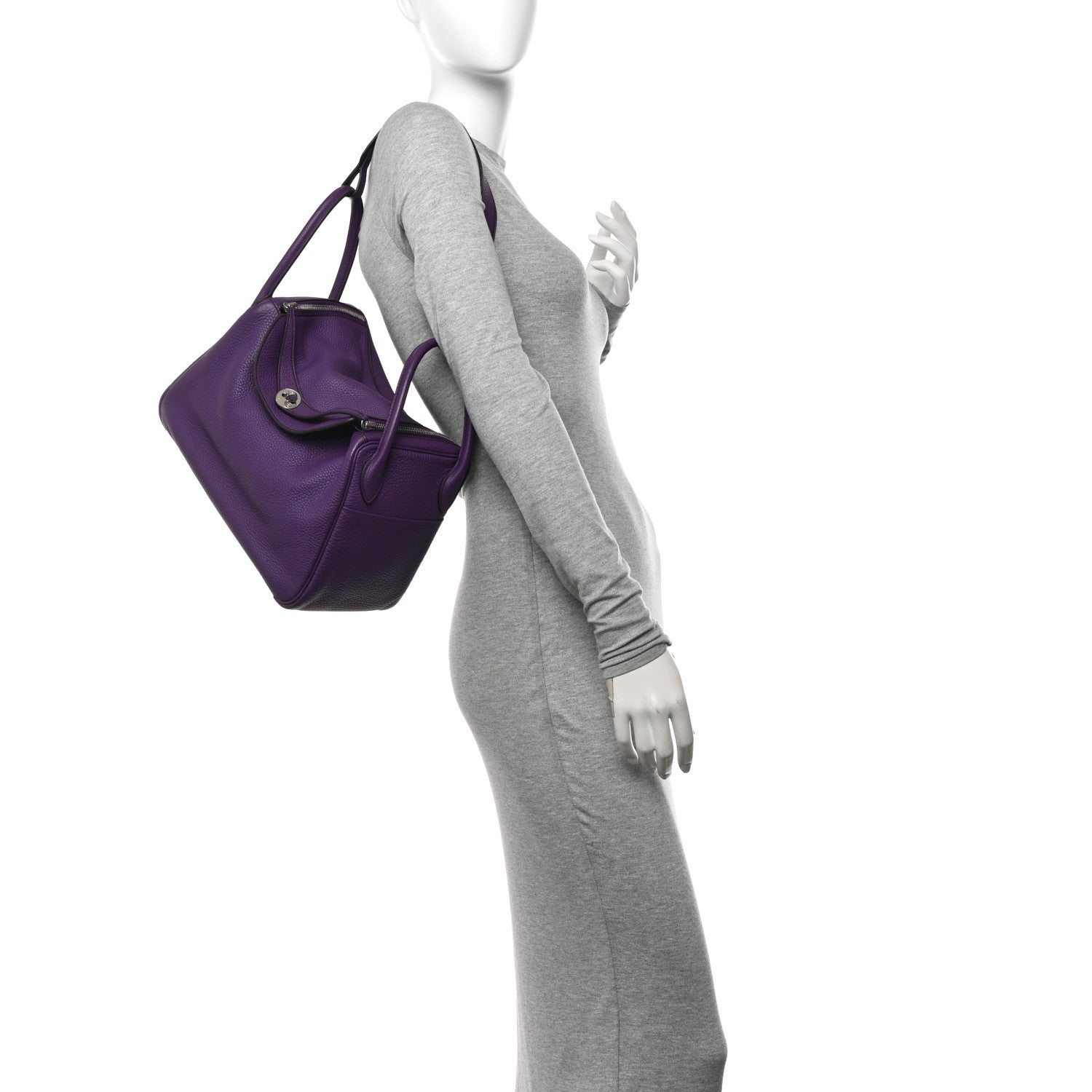 Hermes Taurillon Clemence Eclat Lindy 30 Ultraviolet Bleu Obscur 2 of 11