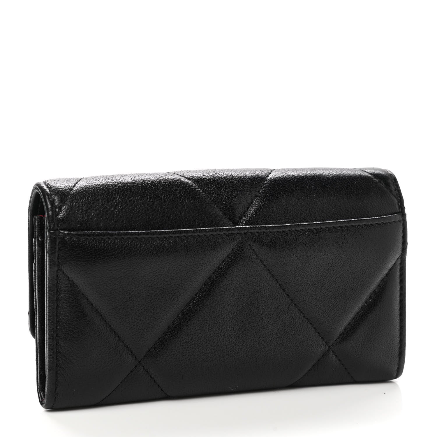 Chanel Shiny Goatskin Quilted Chanel 19 Flap Wallet Black 4 of 10