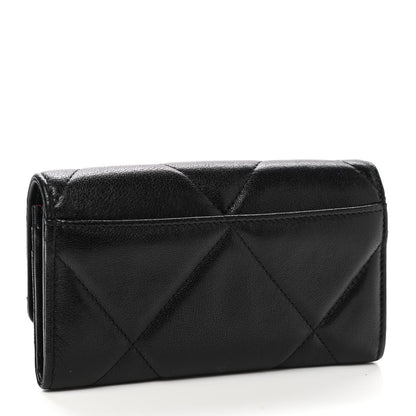 Chanel Shiny Goatskin Quilted Chanel 19 Flap Wallet Black 4 of 10