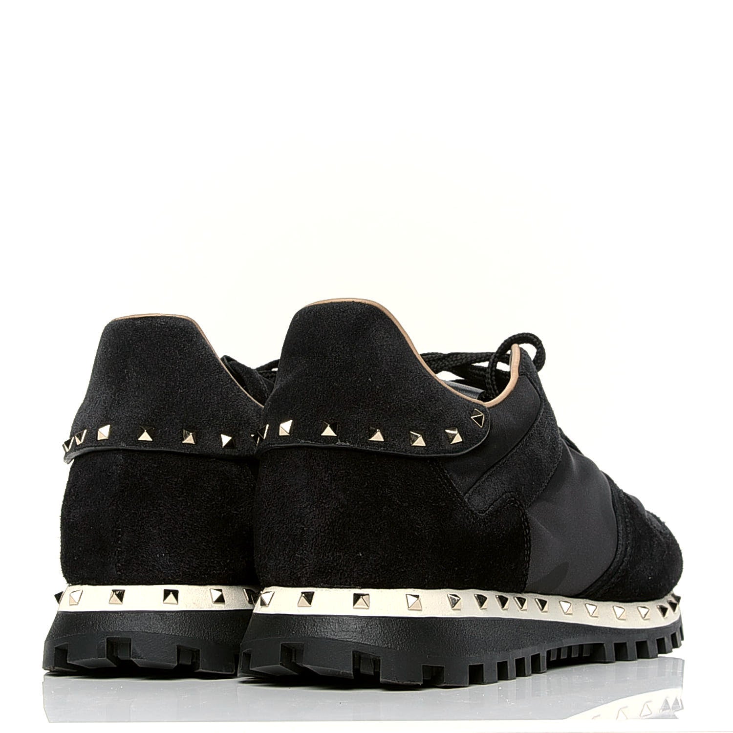 Valentino Garavani Suede Nylon Camouflage Womens Soul Rockstud Sneakers 41 Black 3 of 5