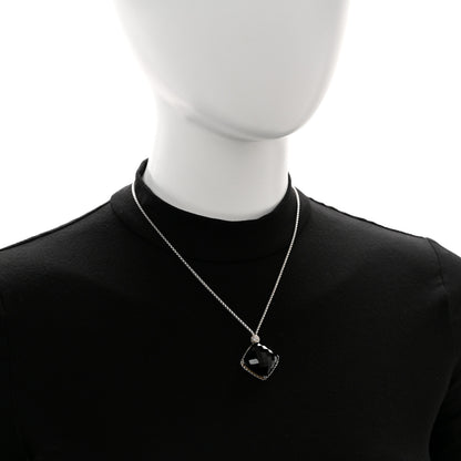 David Yurman Sterling Silver Diamond Black Onyx 20mm Cushion On Point Pendant Necklace 2 of 5