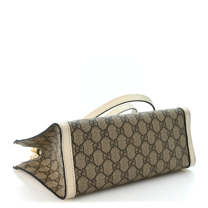 Gucci GG Supreme Monogram Moon Calfskin Small Padlock Tote Beige Ebony Mystic White 4 of 10