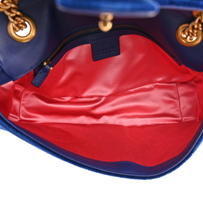 Gucci Velvet Matelasse Small GG Marmont Shoulder Bag Cobalt Blue 5 of 17