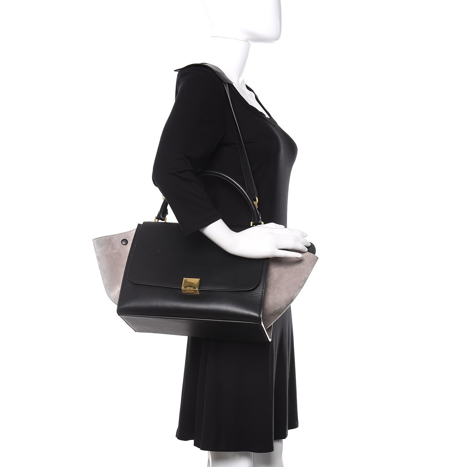 Celine Smooth Calfskin Suede Medium Bi-Color Trapeze 2 of 16