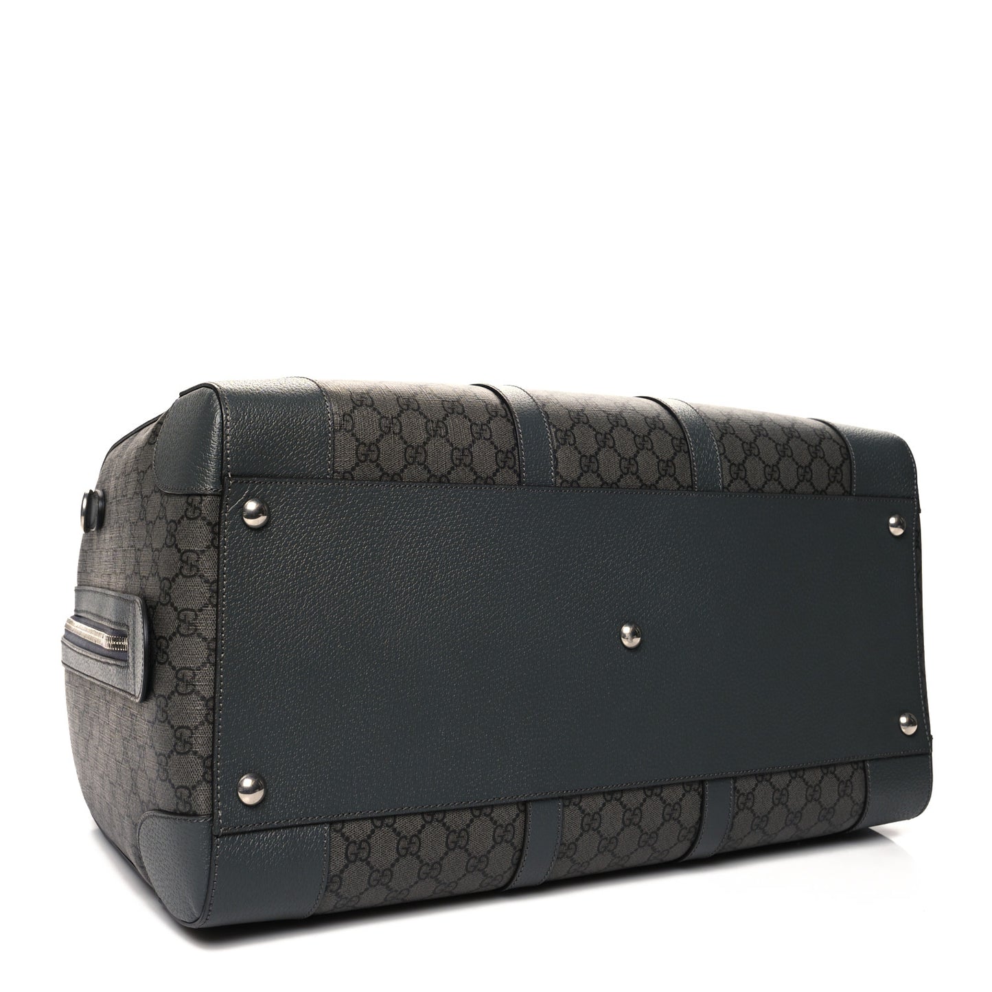 GG Supreme Monogram Textured Dollar Calfskin Large Savoy Duffle Bag Grey Black Graphite Grey