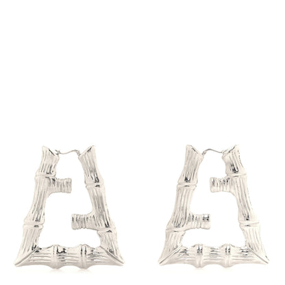 Fendi Metal FF Bamboo Hoop Earrings Silver 1 of 5