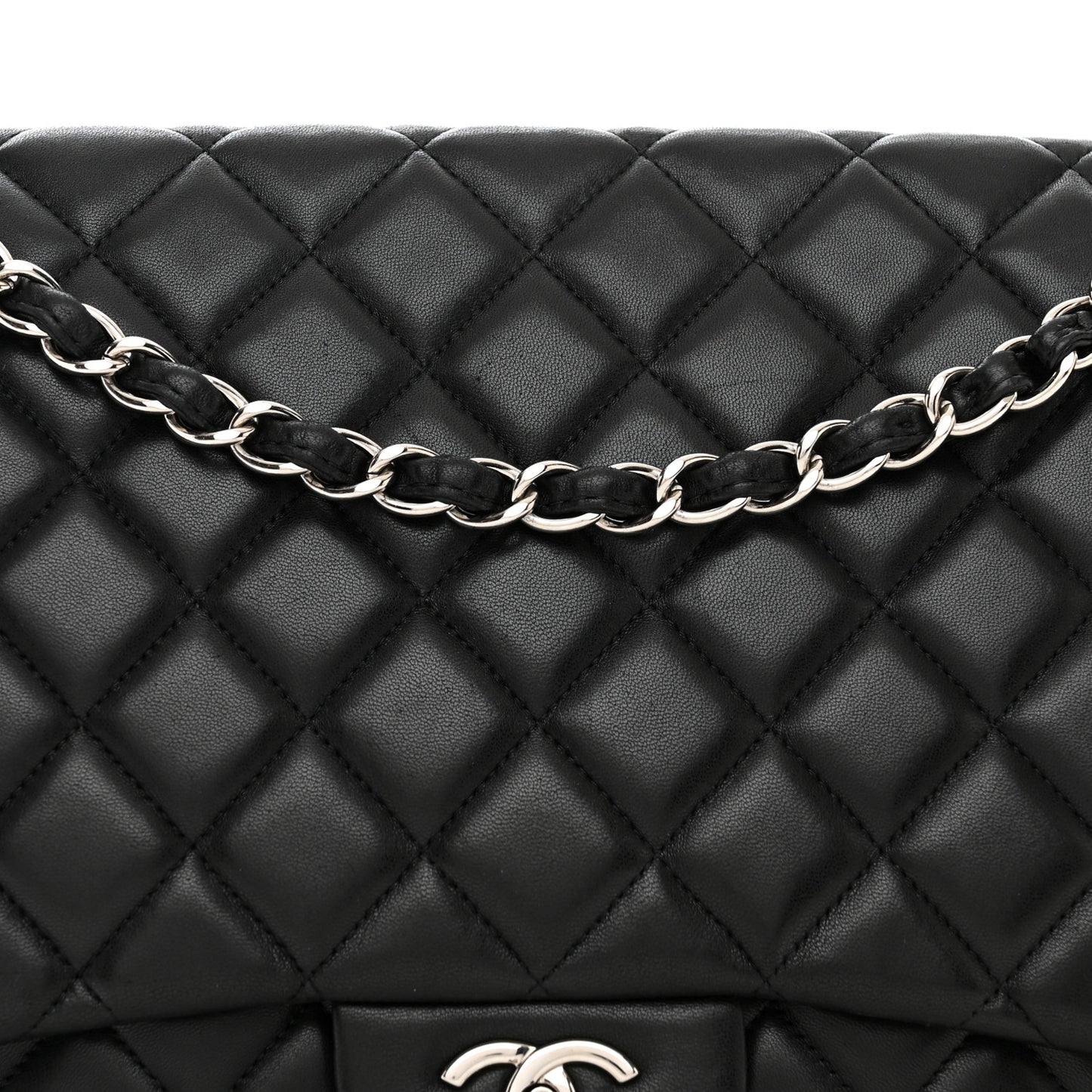 Lambskin Quilted Maxi Single Flap Black