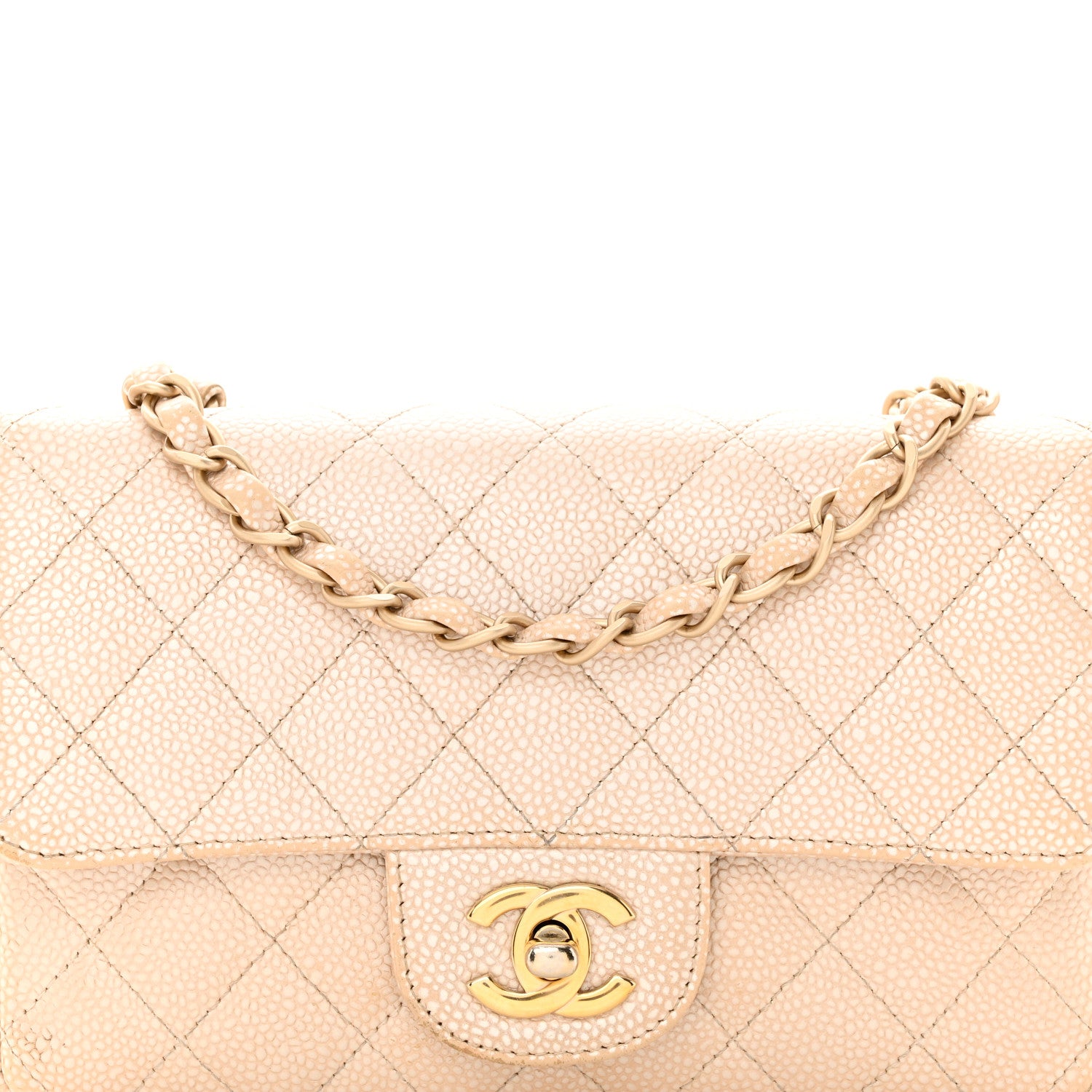 Chanel Pearly Caviar Quilted Mini Rectangular Flap Beige 7 of 26