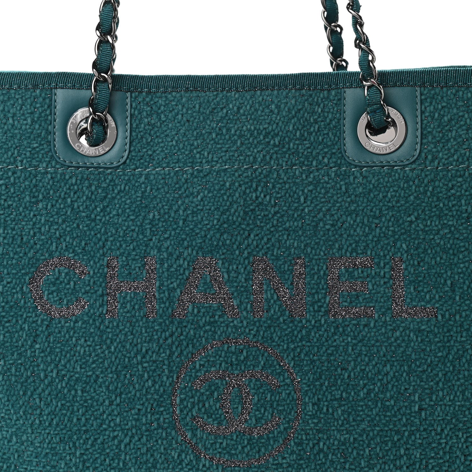 Chanel Lurex Boucle Small Deauville Tote Turquoise 11 of 12