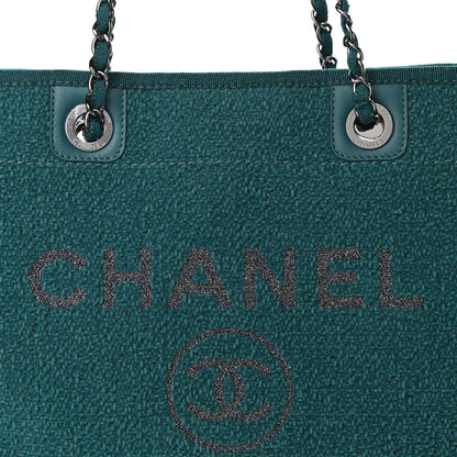 Chanel Lurex Boucle Small Deauville Tote Turquoise 11 of 12