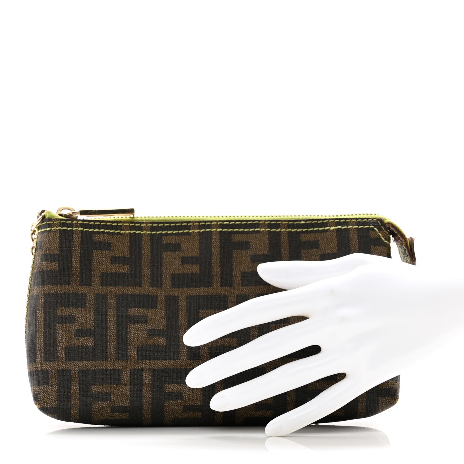 Fendi Zucca Spalmati Pochette Tobacco Wasabi 2 of 9