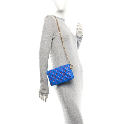 Louis Vuitton Lambskin Embossed Monogram Vuittamins Pochette Coussin Blue Red 2 of 10