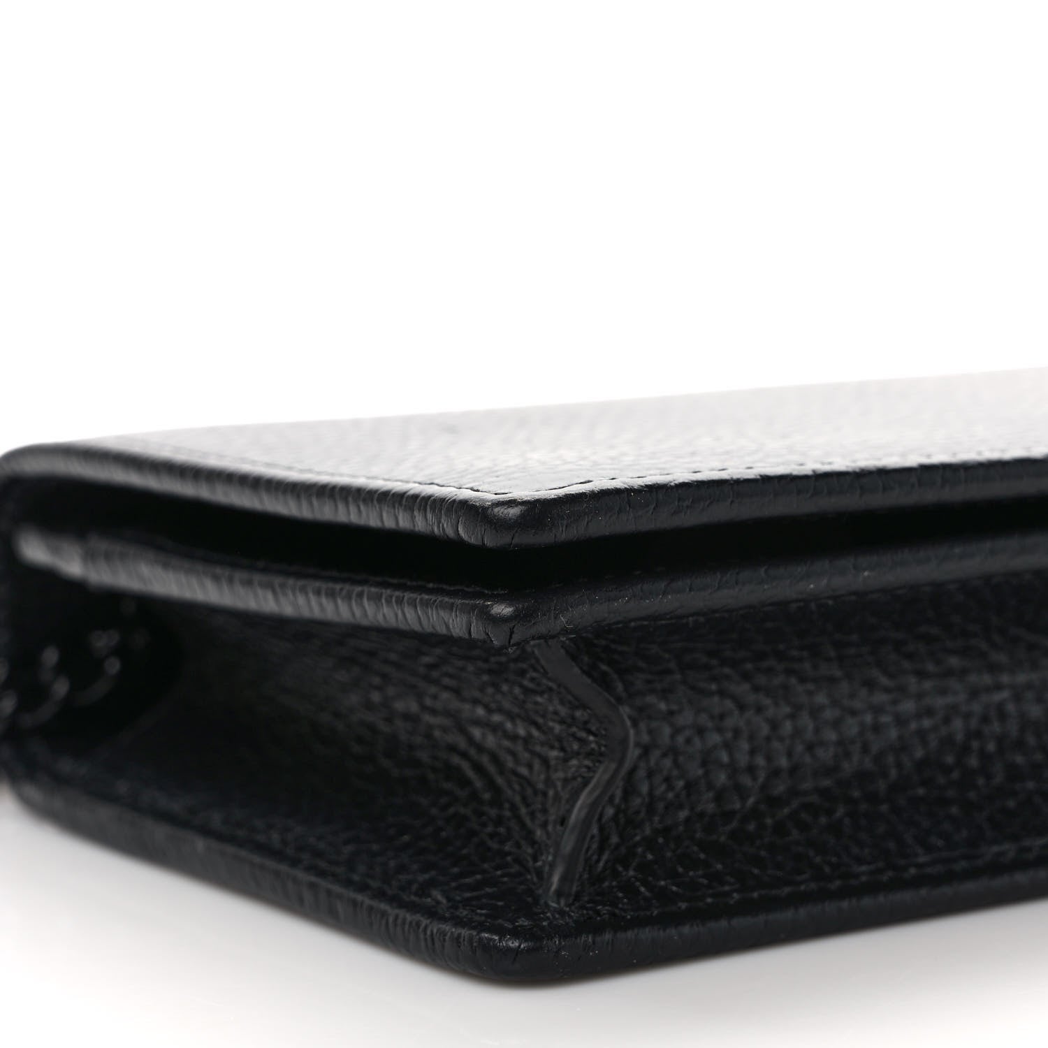 Gucci Dollar Calfskin Enamel Monochrome Mini GG Marmont Chain Wallet Black 8 of 9