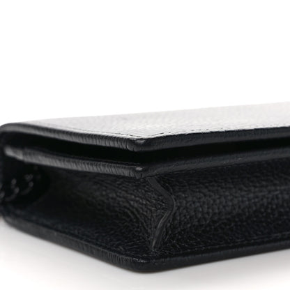 Gucci Dollar Calfskin Enamel Monochrome Mini GG Marmont Chain Wallet Black 8 of 9
