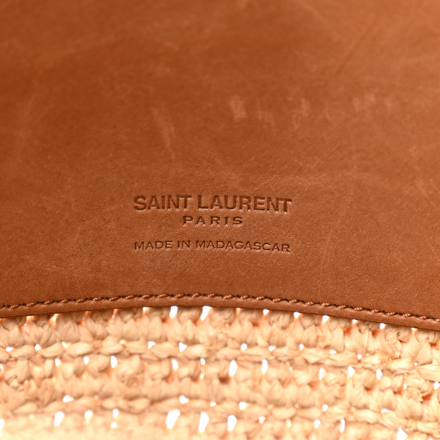 Saint Laurent Raffia Vegetable Le 37 Bucket Bag Naturel Brick 7 of 9