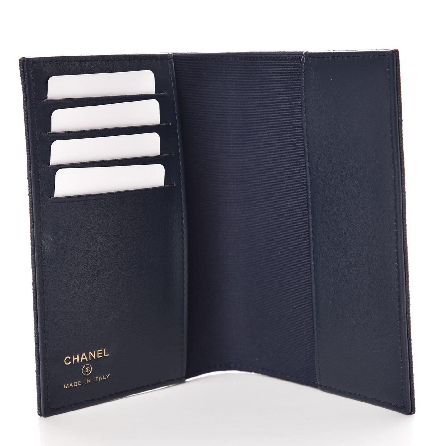 Caviar Quilted Passport Holder Navy