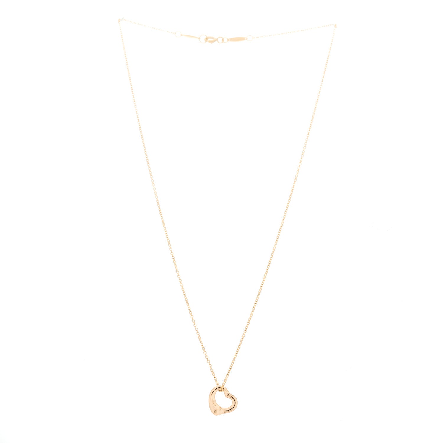 Tiffany 18K Rose Gold 11mm Elsa Peretti Open Heart Pendant Necklace 3 of 6