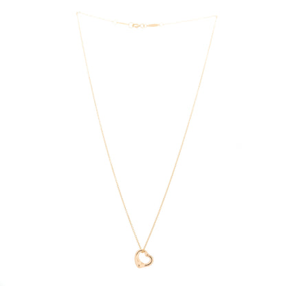 Tiffany 18K Rose Gold 11mm Elsa Peretti Open Heart Pendant Necklace 3 of 6