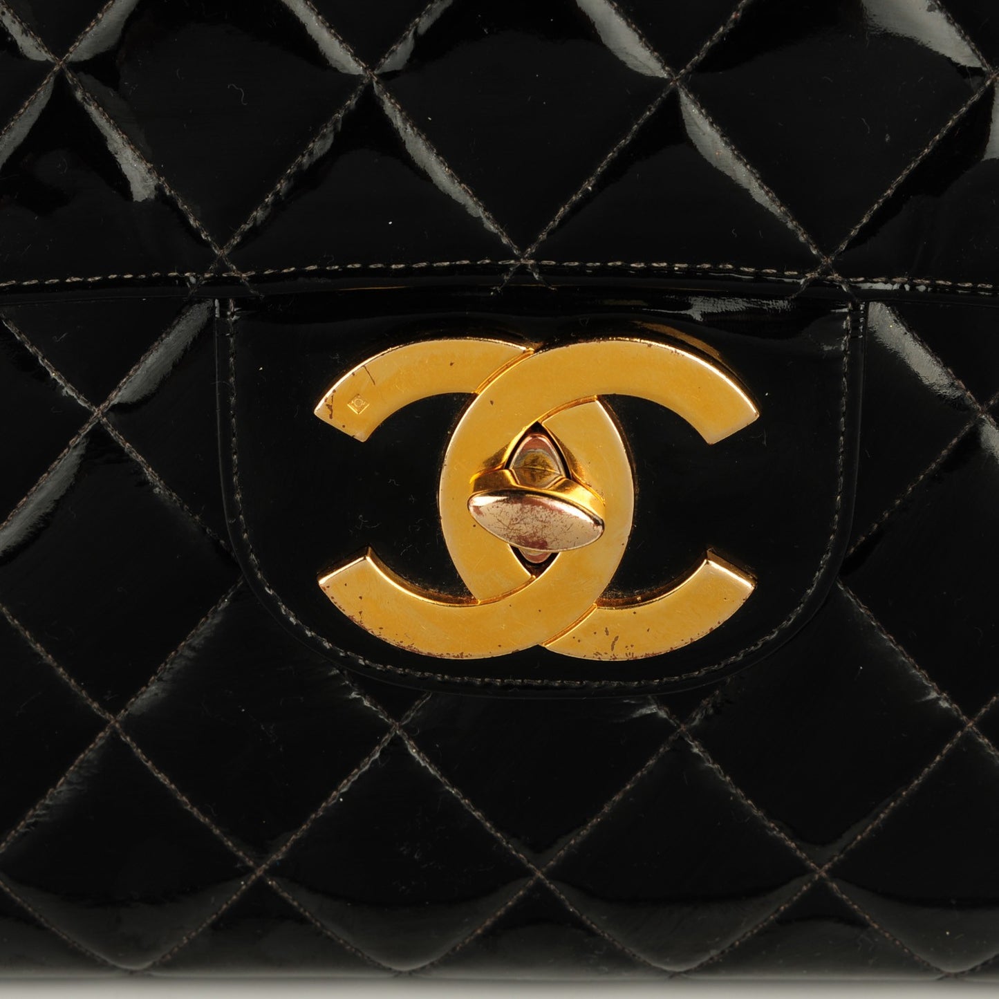 Patent Quilted XL Flap Black