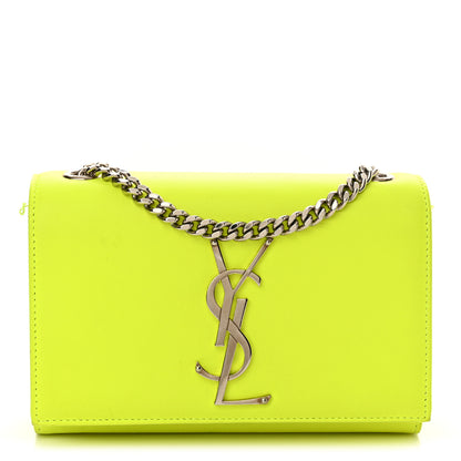 Saint Laurent Smooth Calfskin Small Monogram Kate Satchel Neon Yellow 1 of 13