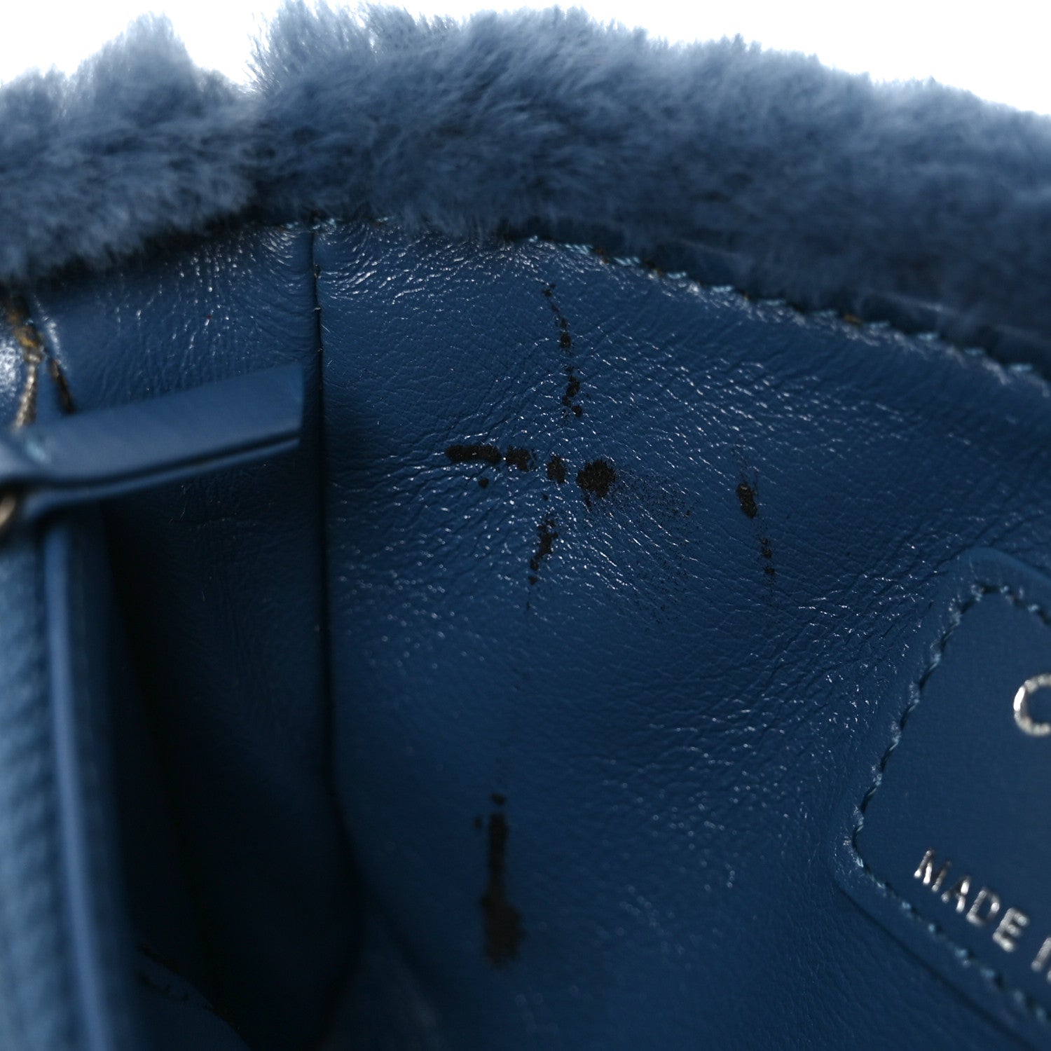 Chanel Rabbit Fur Mini CC Pouch Blue 10 of 10
