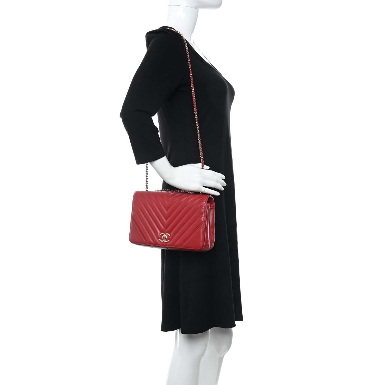 Chanel Calfskin Chevron Quilted Small Statement Flap Red 2 of 10