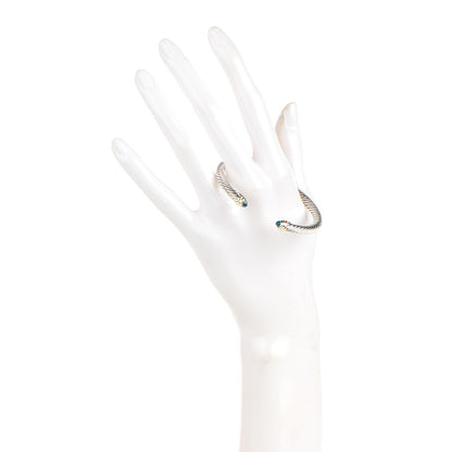 David Yurman Sterling Silver 14K Yellow Gold Blue Topaz 5mm Cable Classics Petite Color Bracelet 2 of 5
