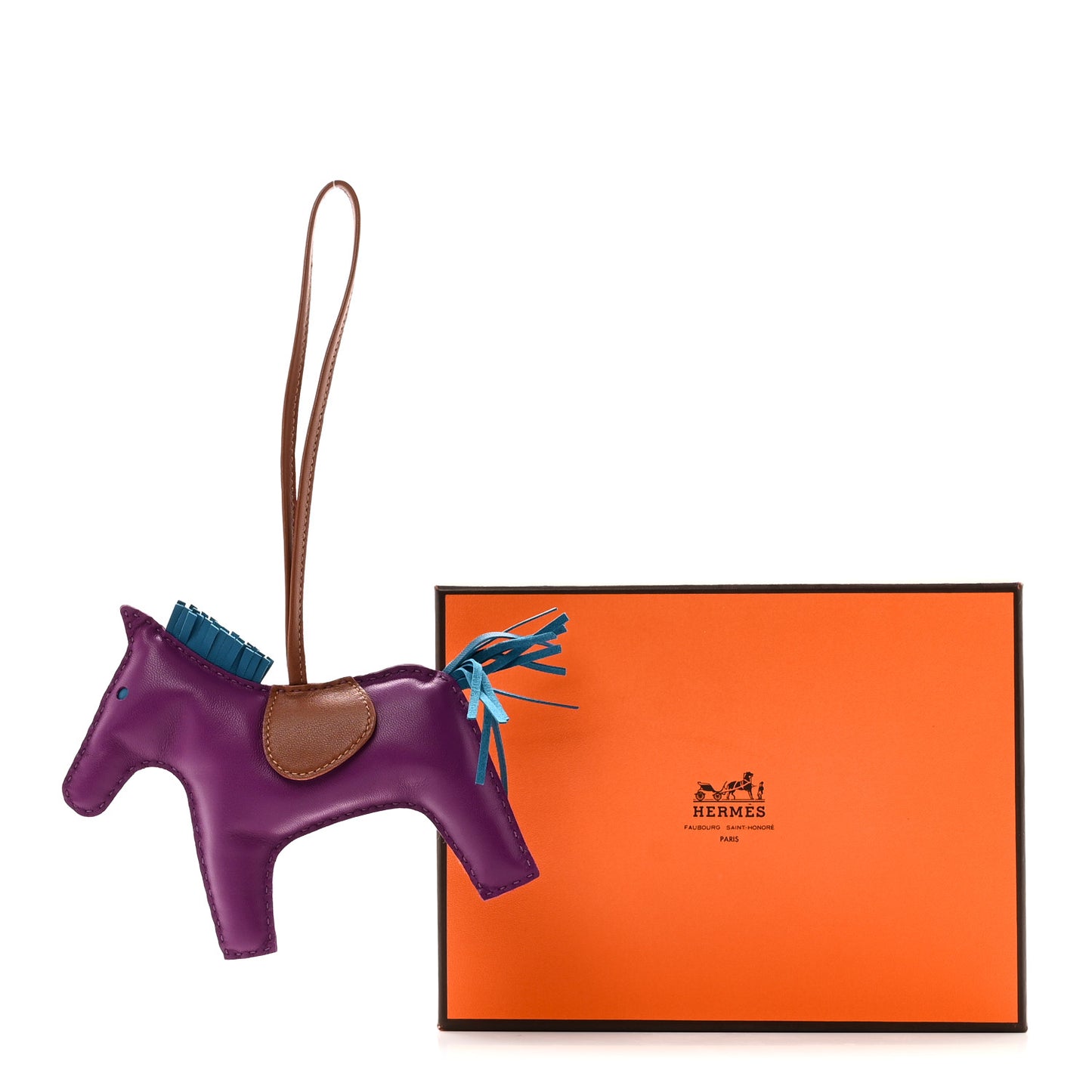 Milo Lambskin Grigri Rodeo Horse Bag Charm GM Anemone Bleu Izmir Fauve