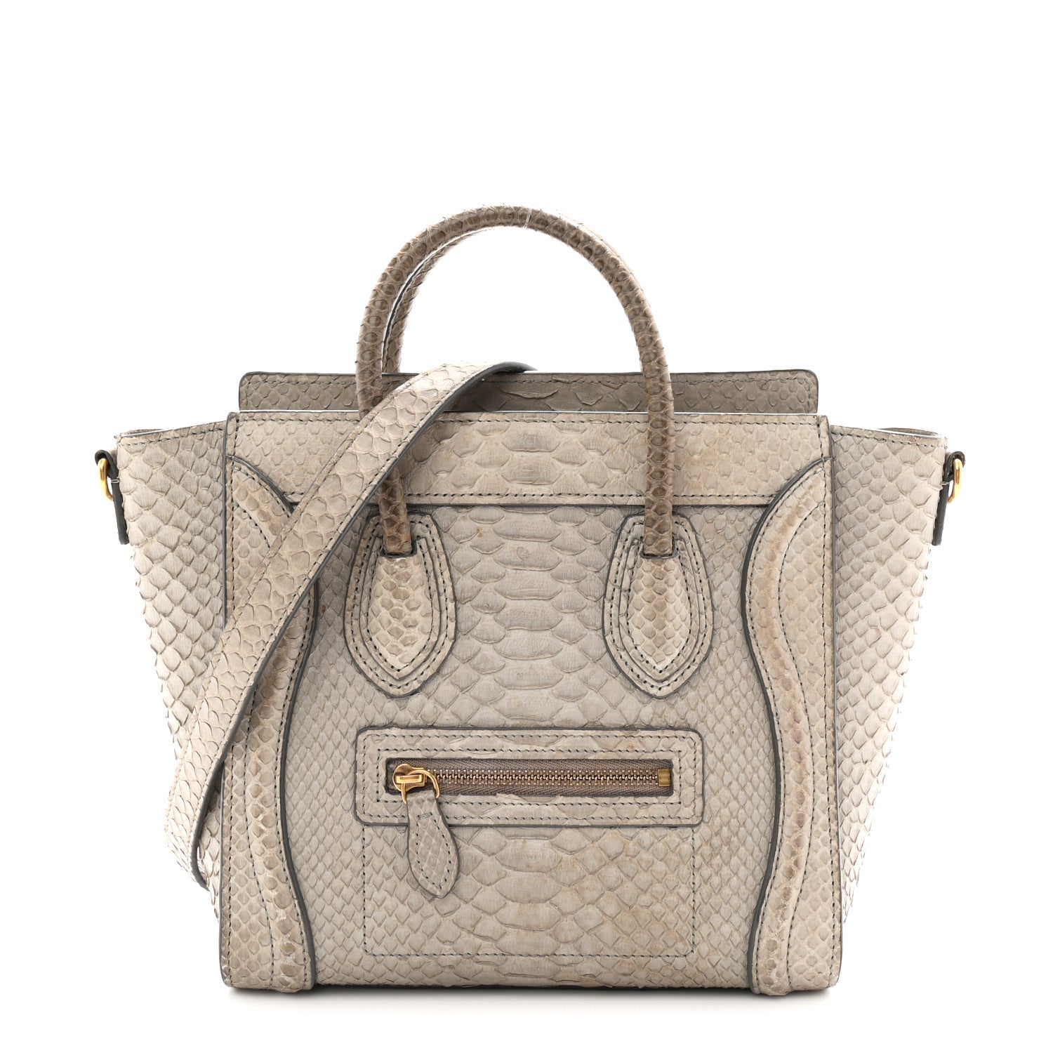 Celine Snakeskin Nano Luggage Grey 1 of 11