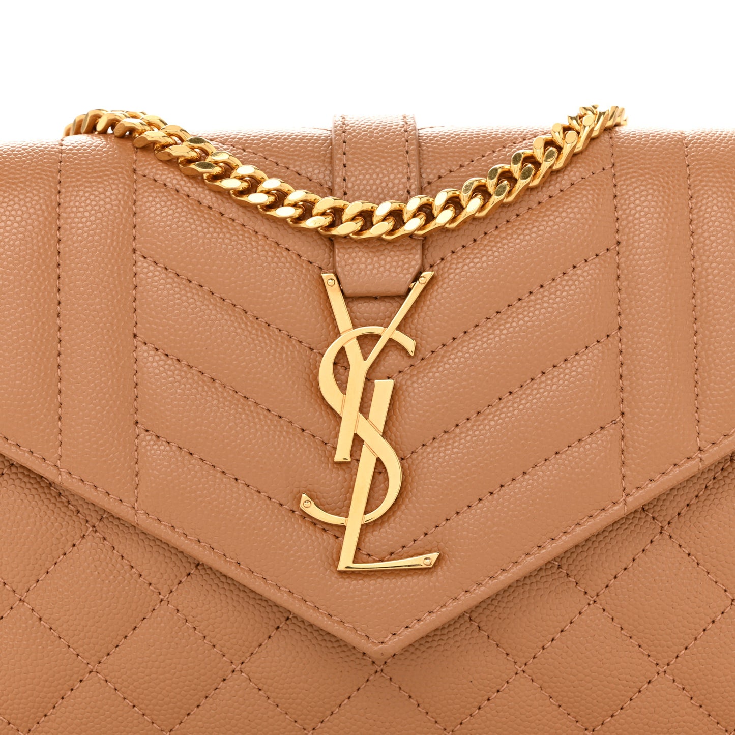 Grain De Poudre Mixed Matelasse Triquilt Monogram Chain Wallet Dune