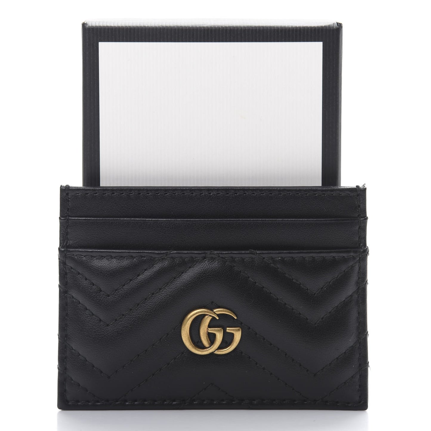 Calfskin Matelasse GG Marmont Card Holder Black
