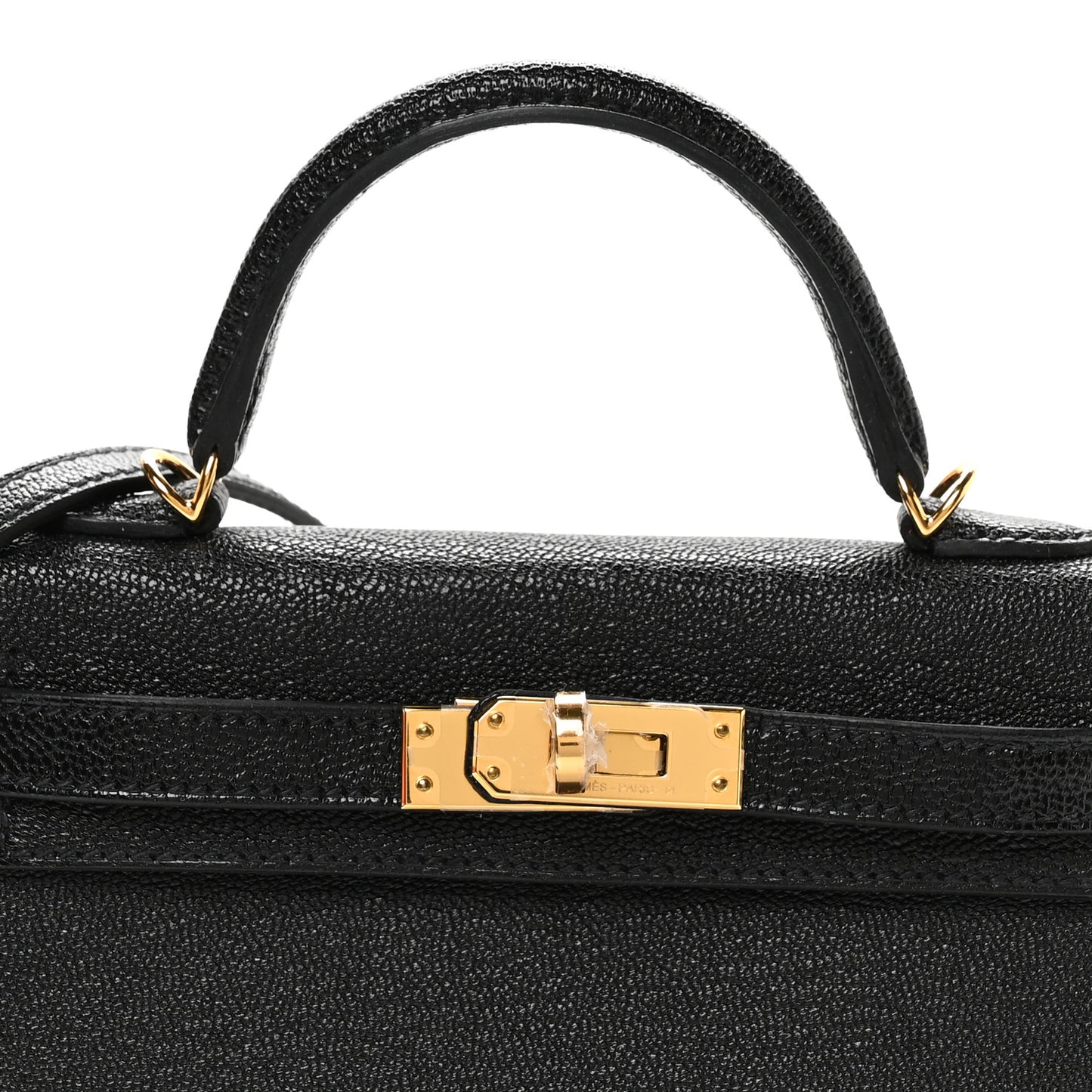 Chevre Mysore Horseshoe Mini Kelly Sellier 20 Black Rose Poupre