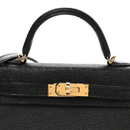 Hermes Chevre Mysore Horseshoe Mini Kelly Sellier 20 Black Rose Poupre 8 of 11