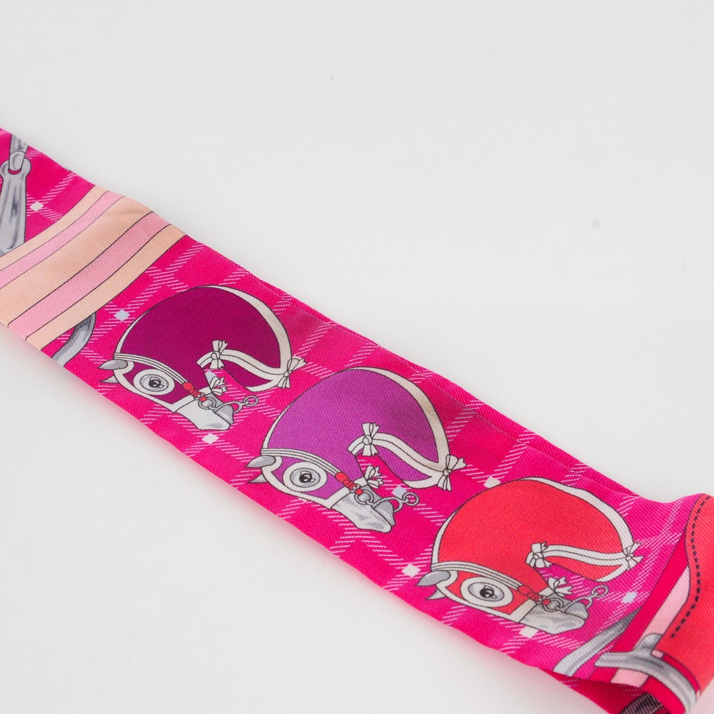 Silk Tatersale Twilly Fuchsia Rouge Vif Corail