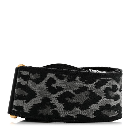 Christian Dior Canvas Mizza Embroidered Leopard Shoulder Strap Grey 2 of 8