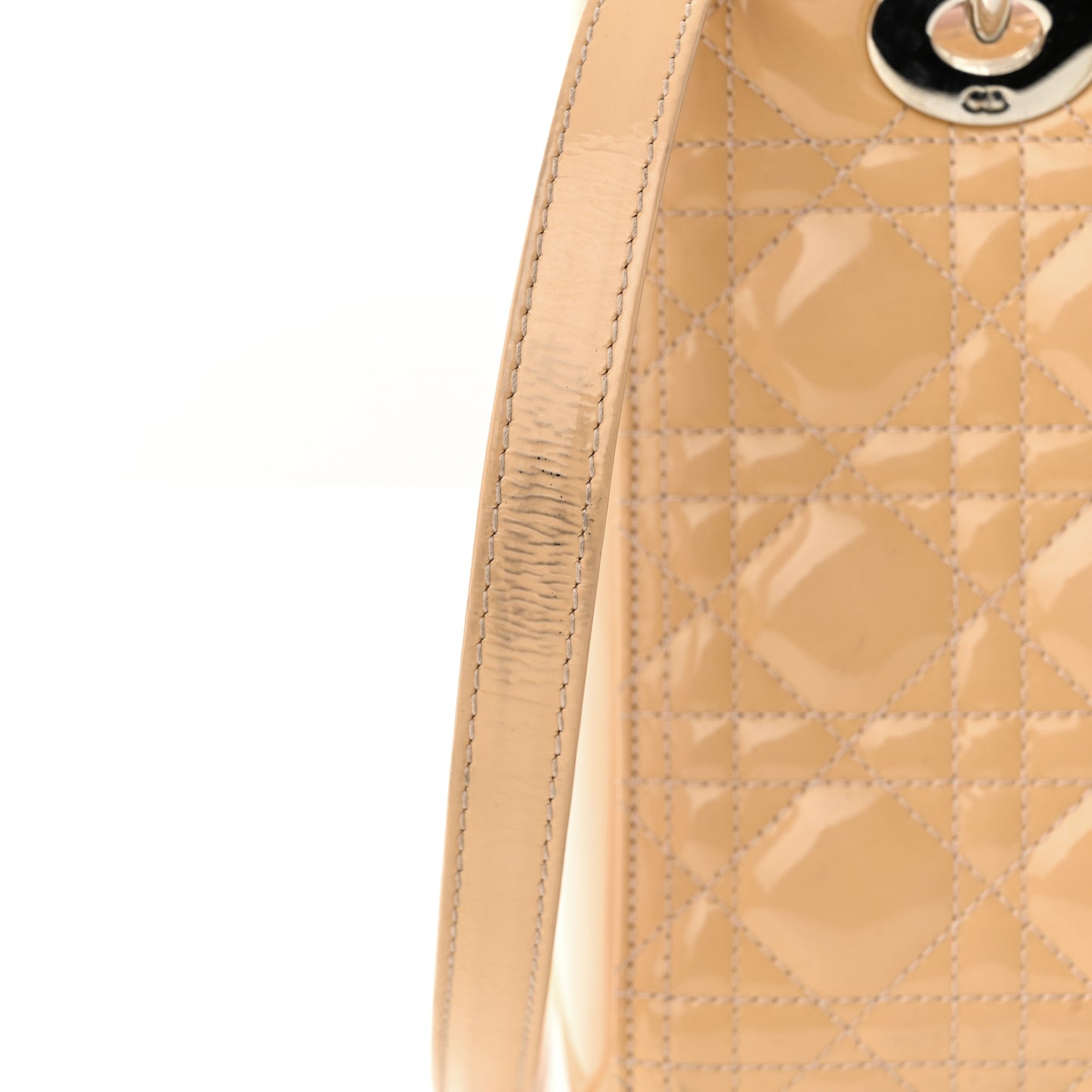 Patent Cannage Medium Lady Dior Beige