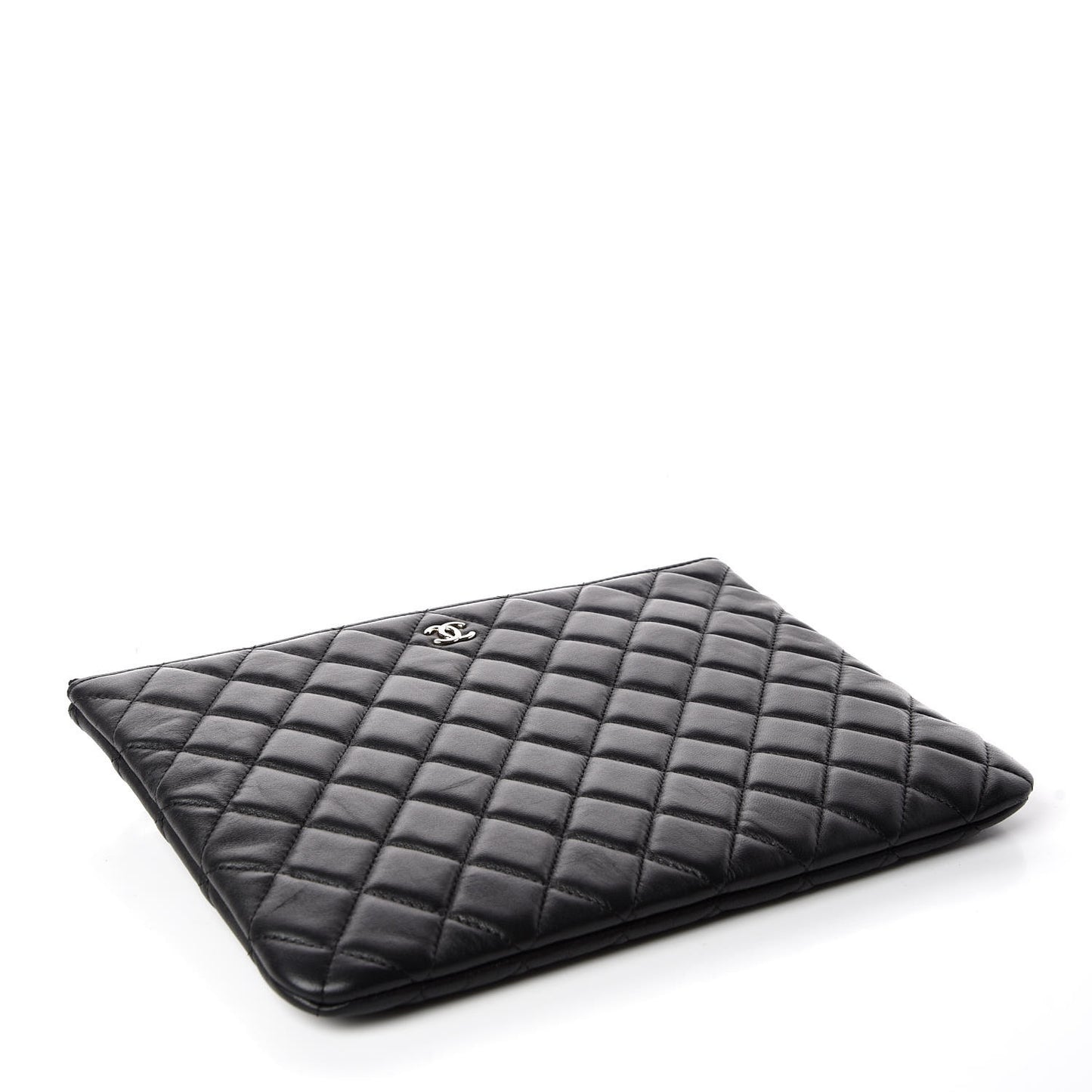 Lambskin Quilted Medium Cosmetic Case Black