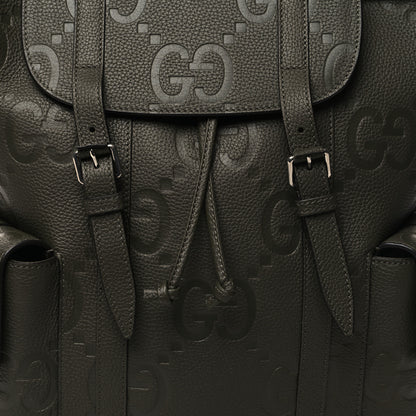 Gucci Piuma Calfskin Jumbo GG Embossed Double Buckle Backpack Dark Vintage Olive 8 of 10