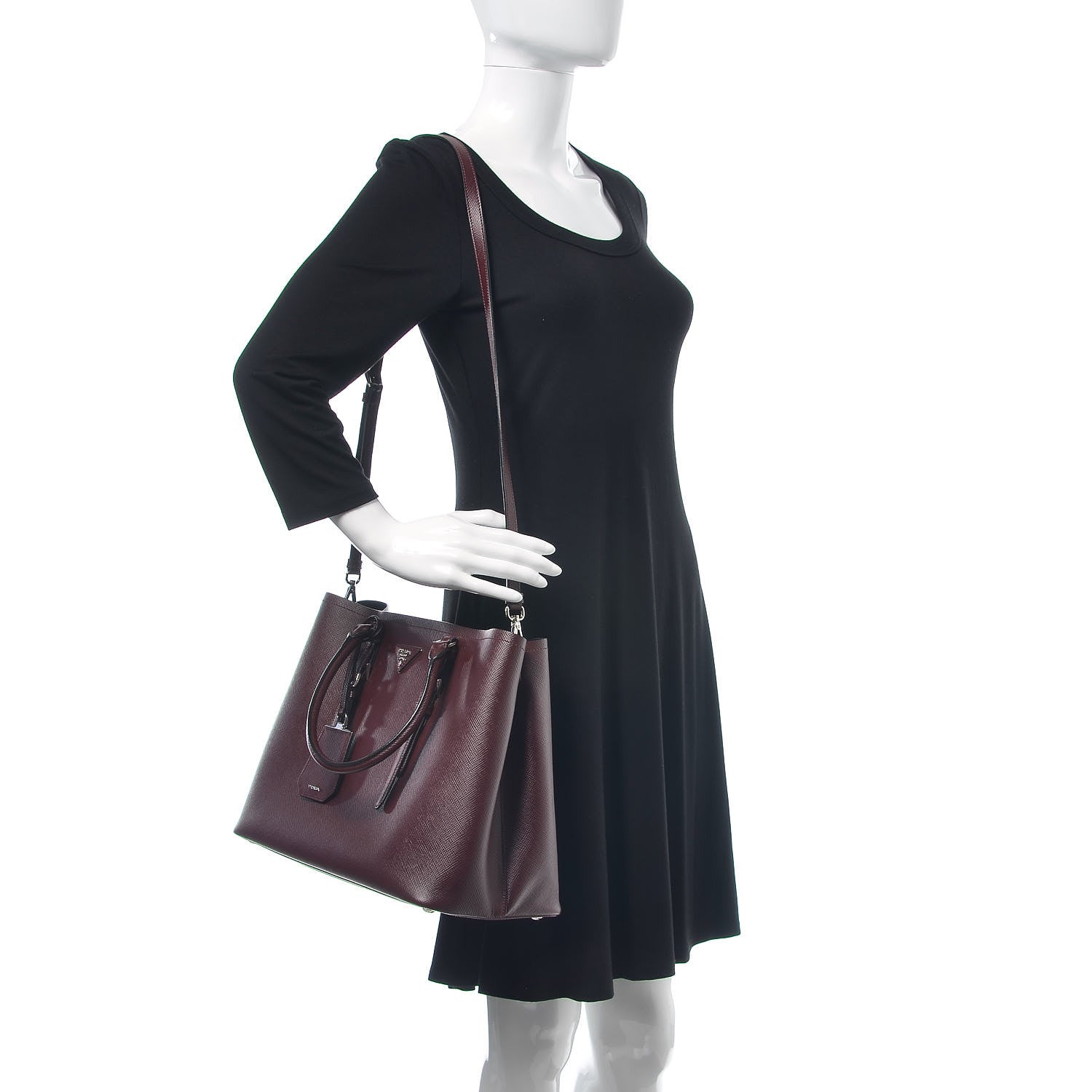 Prada Saffiano Cuir Medium Double Bag Granato 2 of 7