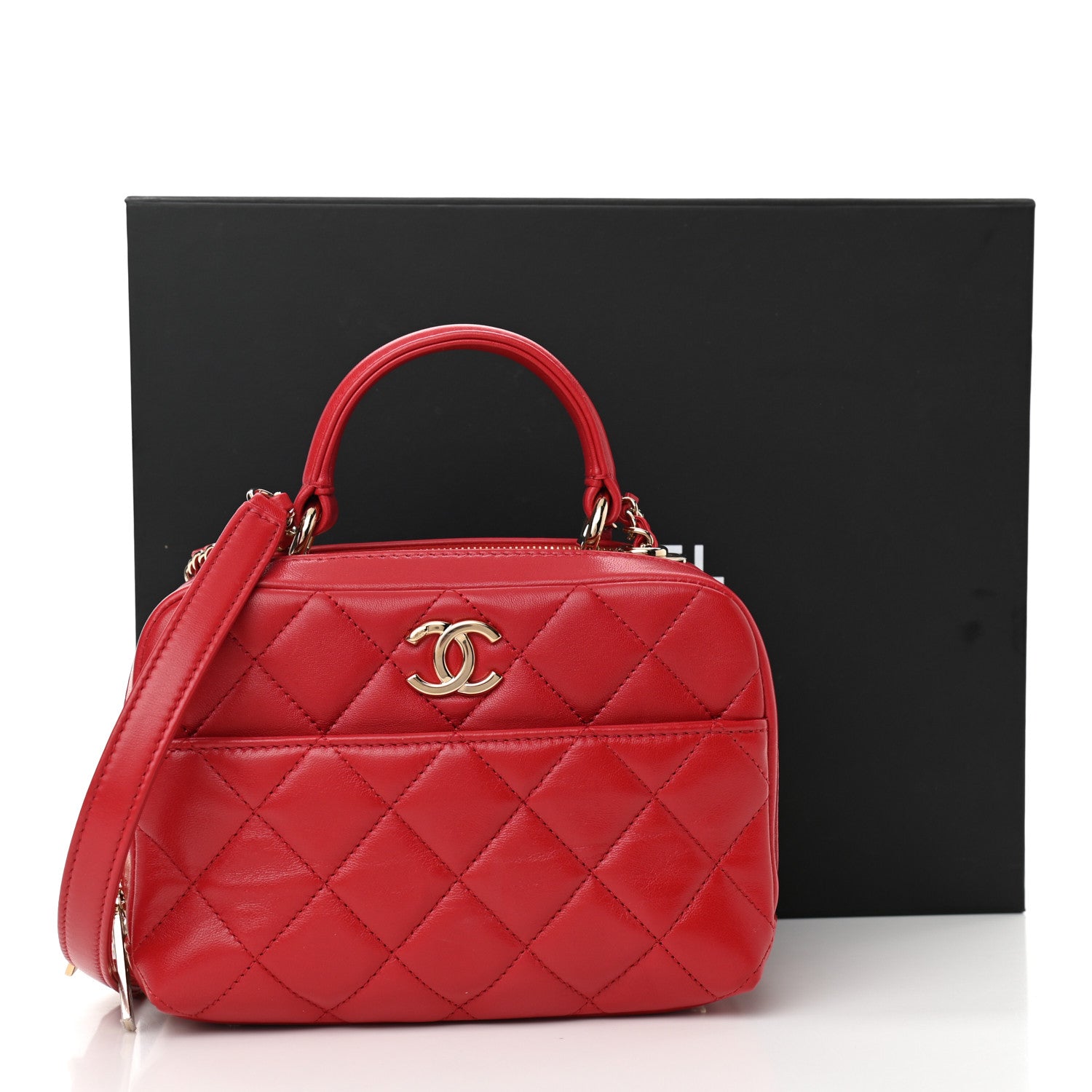 Chanel Lambskin Quilted Small Trendy CC Bowling Bag Red 12 of 12