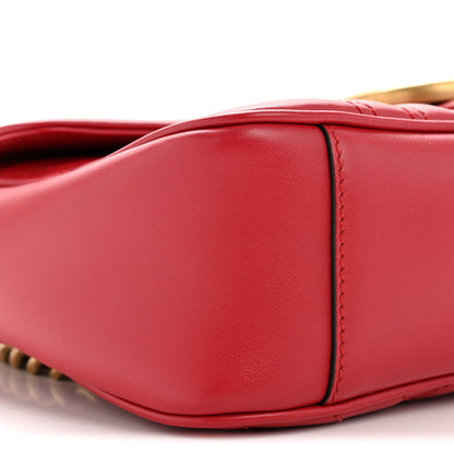 Gucci Calfskin Matelasse Small GG Marmont Shoulder Bag Hibiscus Red 9 of 11